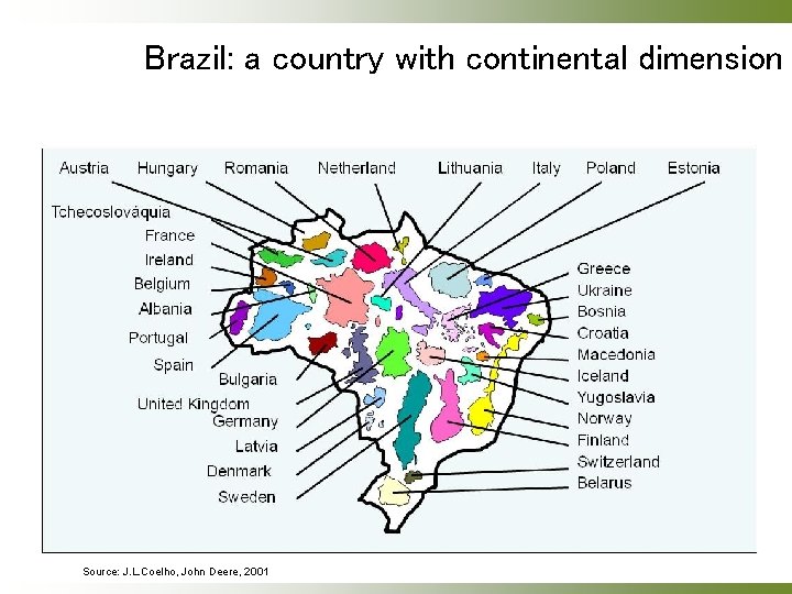 Brazil: a country with continental dimension Source: J. L. Coelho, John Deere, 2001 