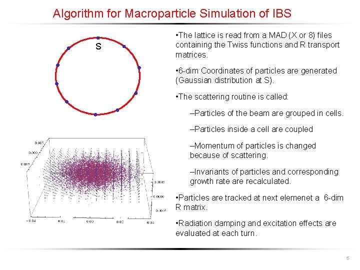 Algorithm for Macroparticle Simulation of IBS S • The lattice is read from a