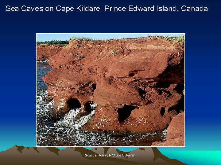 Sea Caves on Cape Kildare, Prince Edward Island, Canada Source: John Elk/Bruce Coleman 