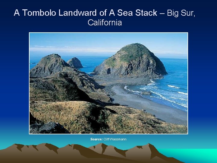 A Tombolo Landward of A Sea Stack – Big Sur, California Source: Cliff Wassmann