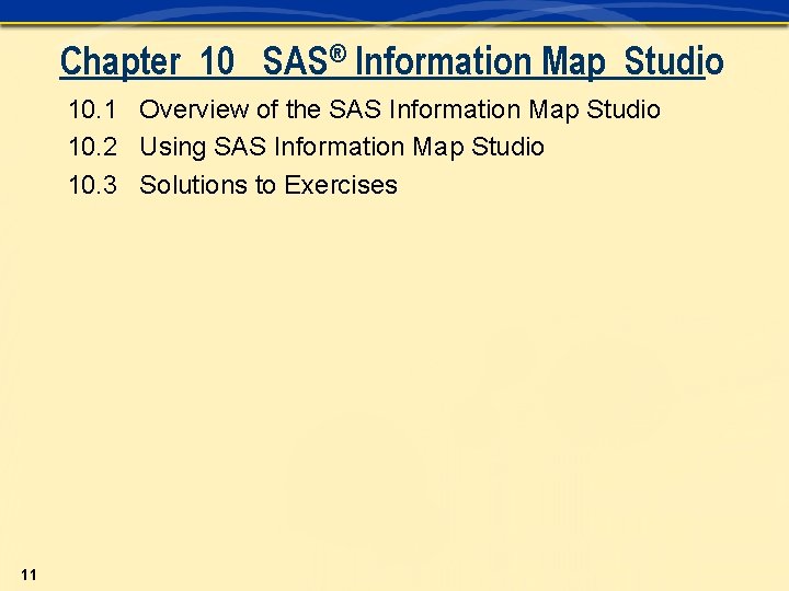 Chapter 10 SAS® Information Map Studio 10. 1 Overview of the SAS Information Map