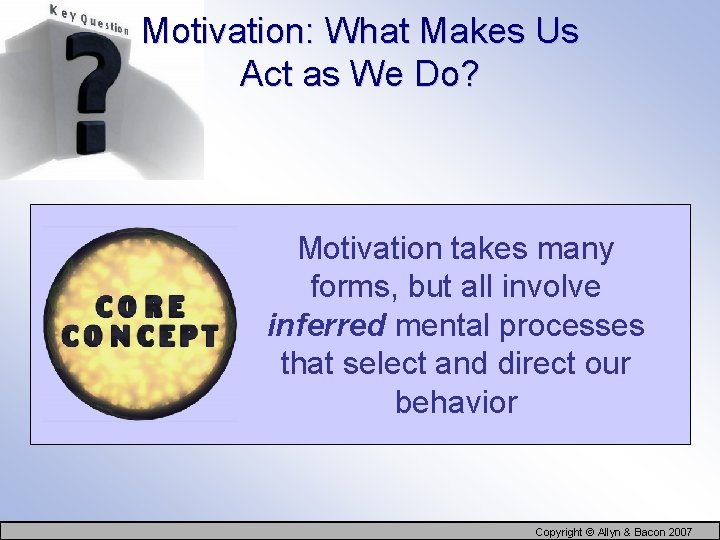 Motivation: What Makes Us Act as We Do? Motivation takes many forms, but all