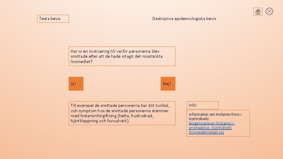 Testa bevis Deskriptiva epidemiologiska bevis Har ni en motivering till varför personerna blev smittade