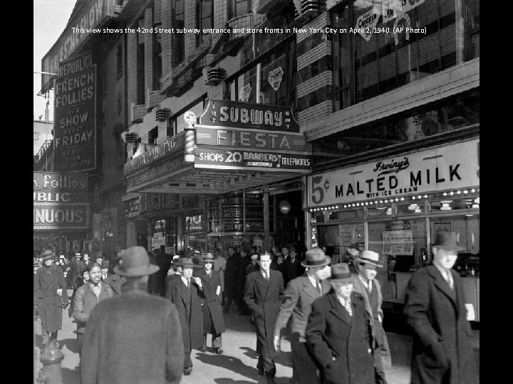 This view shows the 42 nd Street subway entrance and store fronts in New