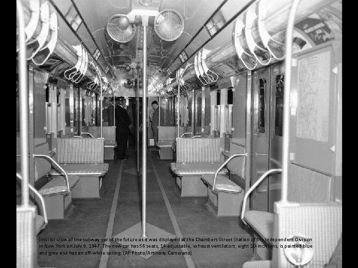 Interior view of the subway car of the future as it was displayed at