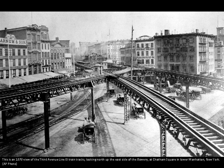 This is an 1878 view of the Third Avenue Line El train tracks, looking