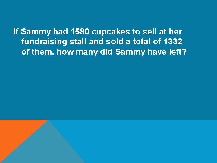 If Sammy had 1580 cupcakes to sell at her fundraising stall and sold a