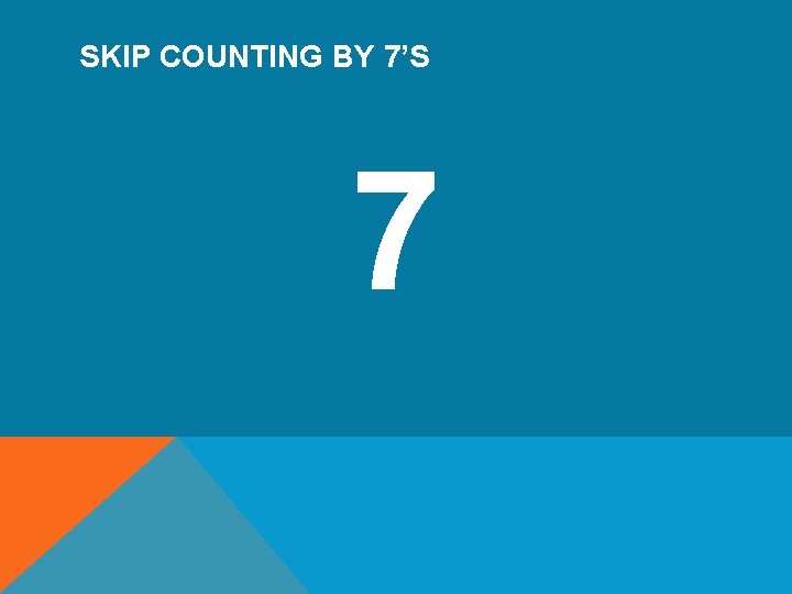 SKIP COUNTING BY 7’S 7 