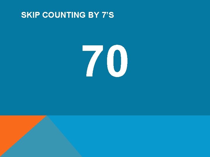 SKIP COUNTING BY 7’S 70 