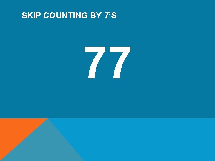 SKIP COUNTING BY 7’S 77 