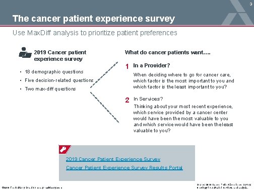 3 The cancer patient experience survey Use Max. Diff analysis to prioritize patient preferences