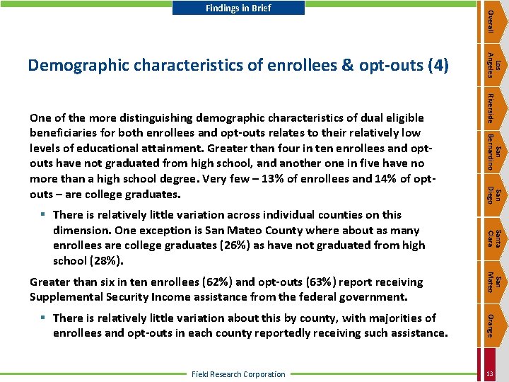 San Mateo Orange Field Research Corporation Santa Clara § There is relatively little variation