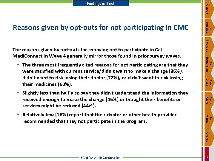 San Bernardino San Diego § The three most frequently cited reasons for not participating