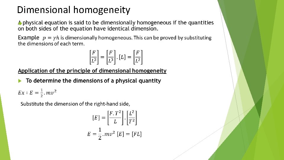 Dimensional homogeneity 