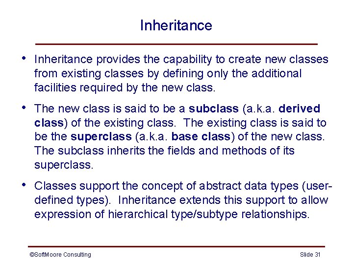 Inheritance • Inheritance provides the capability to create new classes from existing classes by Inheritance • Inheritance provides the capability to create new classes from existing classes by