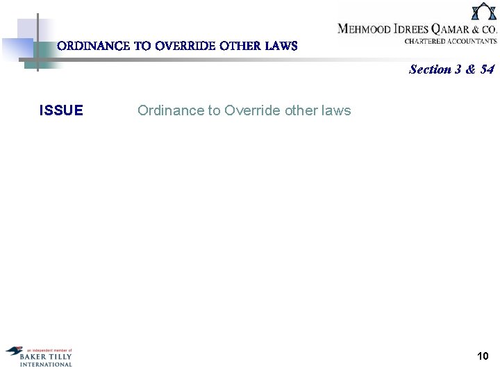 ORDINANCE TO OVERRIDE OTHER LAWS ISSUE Section 3 & 54 Ordinance to Override other