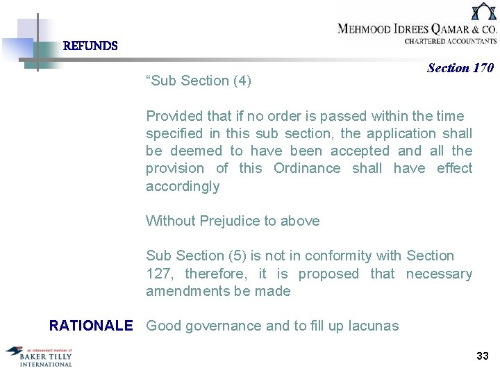 REFUNDS “Sub Section (4) Section 170 Provided that if no order is passed within