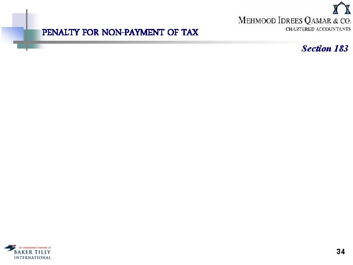 PENALTY FOR NON-PAYMENT OF TAX Section 183 34 