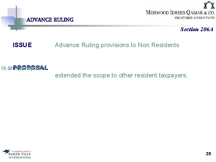 ADVANCE RULING ISSUE Section 206 A Advance Ruling provisions to Non Residents is amendment