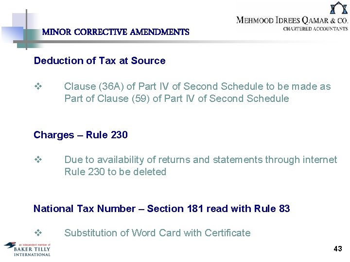 MINOR CORRECTIVE AMENDMENTS Deduction of Tax at Source v Clause (36 A) of Part