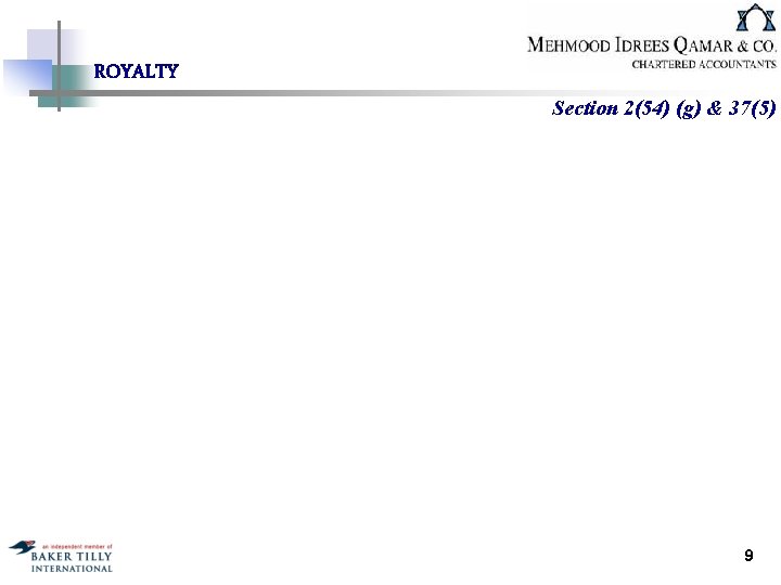 ROYALTY Section 2(54) (g) & 37(5) 9 