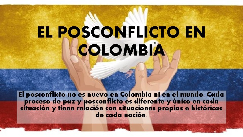 EL POSCONFLICTO EN COLOMBIA El posconflicto no es nuevo en Colombia ni en el