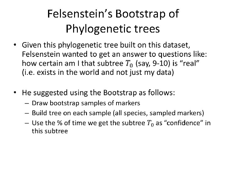 Felsenstein’s Bootstrap of Phylogenetic trees • 
