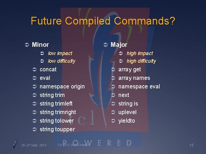 Future Compiled Commands? Ü Major Ü Minor Ü low impact Ü high impact Ü