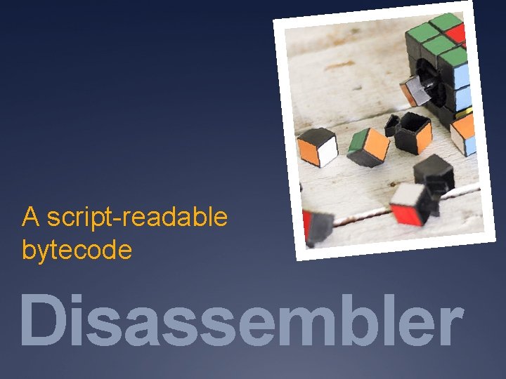 A script-readable bytecode Disassembler 