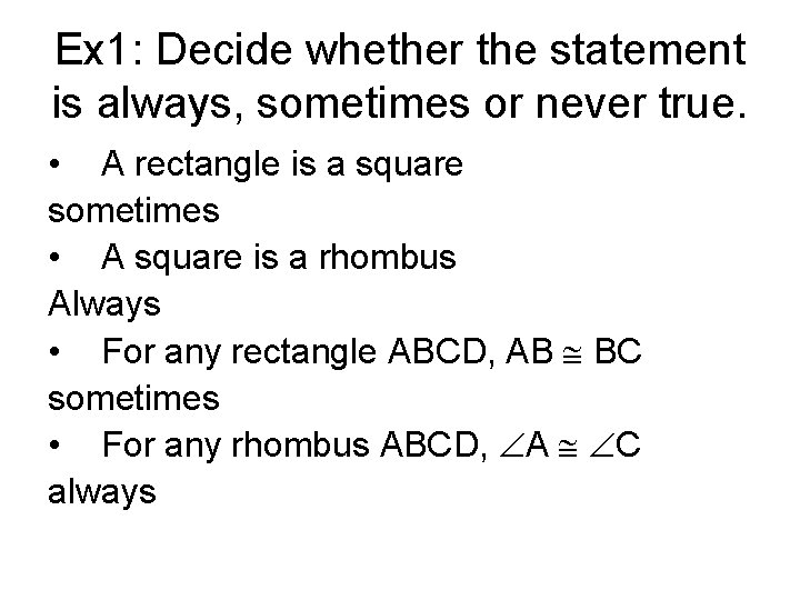 Lesson 6 4 Rhombuses Rectangles and Squares Definitions