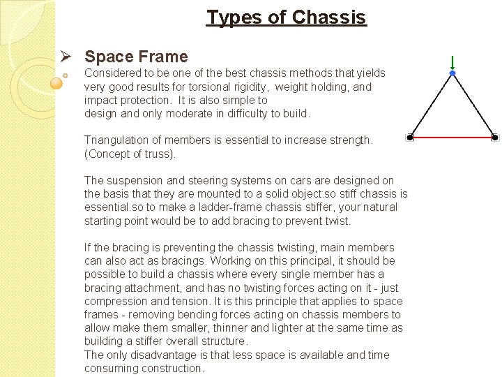 Types of Chassis Ø Space Frame Considered to be one of the best chassis