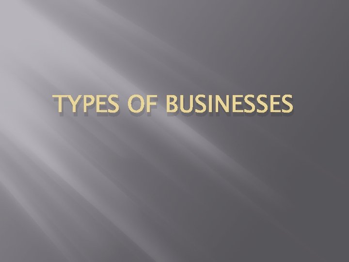 TYPES OF BUSINESSES 