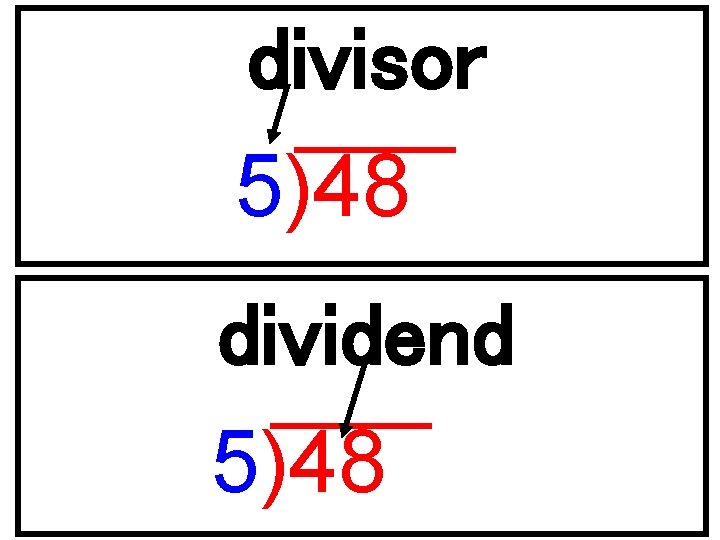 divisor 5)48 dividend 5)48 