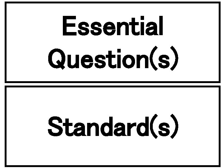 Essential Question(s) Standard(s) 