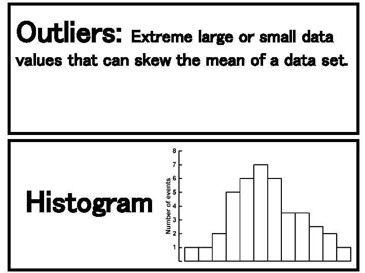 Outliers: Extreme large or small data values that can skew the mean of a