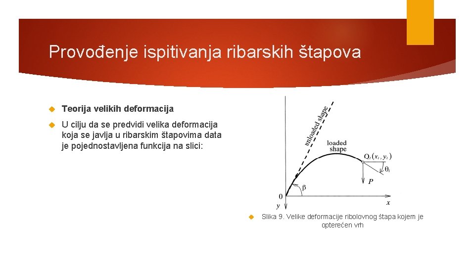 Provođenje ispitivanja ribarskih štapova Teorija velikih deformacija U cilju da se predvidi velika deformacija