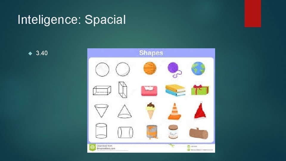 Inteligence: Spacial 3. 40 