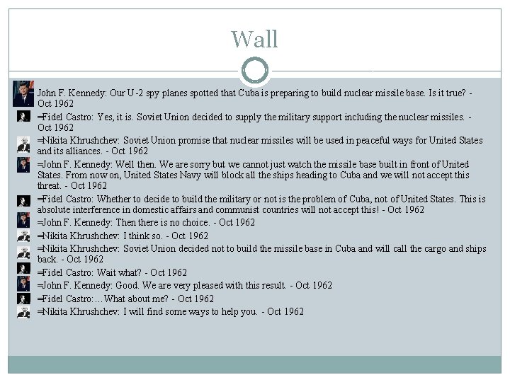 Wall § § § John F. Kennedy: Our U-2 spy planes spotted that Cuba