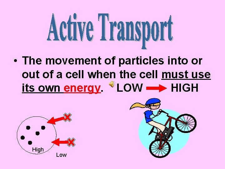  • The movement of particles into or out of a cell when the