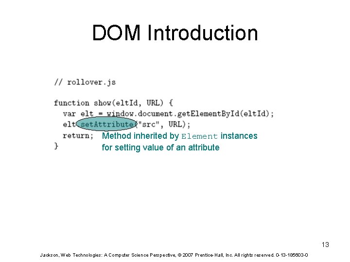 DOM Introduction Method inherited by Element instances for setting value of an attribute 13