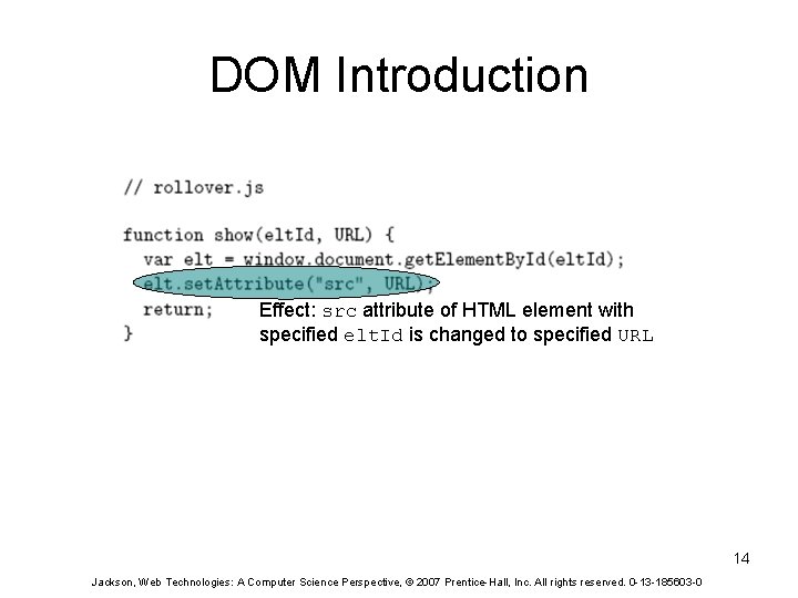 DOM Introduction Effect: src attribute of HTML element with specified elt. Id is changed