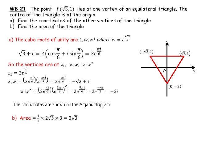 y O The coordinates are shown on the Argand diagram x 
