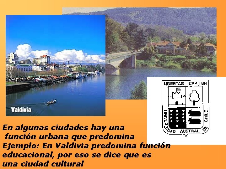 En algunas ciudades hay una función urbana que predomina Ejemplo: En Valdivia predomina función