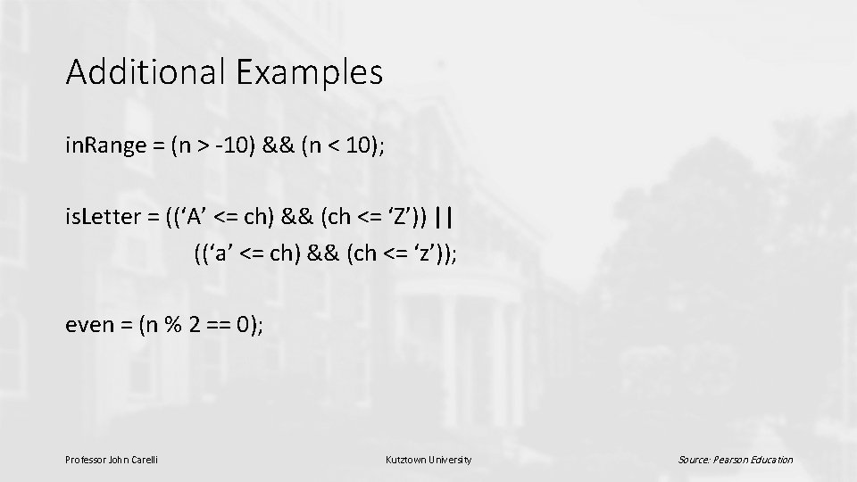 Additional Examples in. Range = (n > -10) && (n < 10); is. Letter