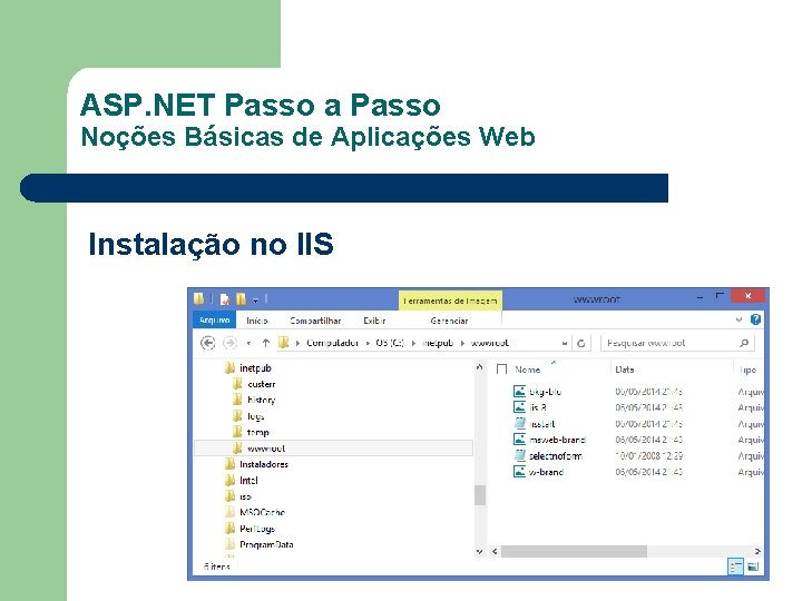 ASP. NET Passo a Passo Noções Básicas de Aplicações Web Instalação no IIS 