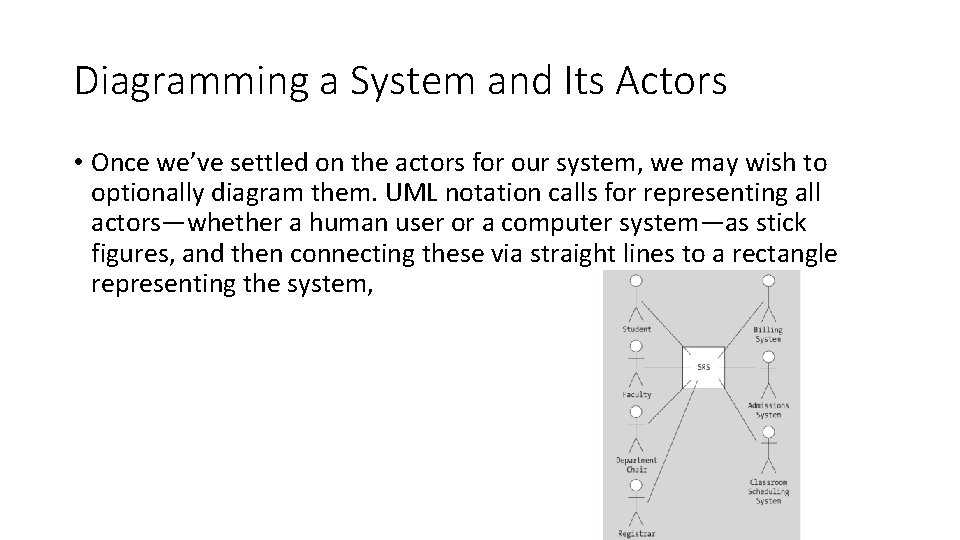 Diagramming a System and Its Actors • Once we’ve settled on the actors for
