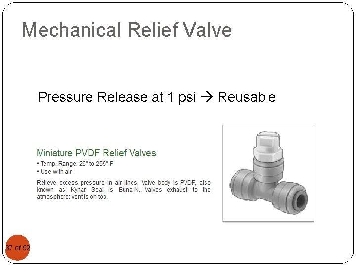 Mechanical Relief Valve Pressure Release at 1 psi Reusable 3737 of 52 