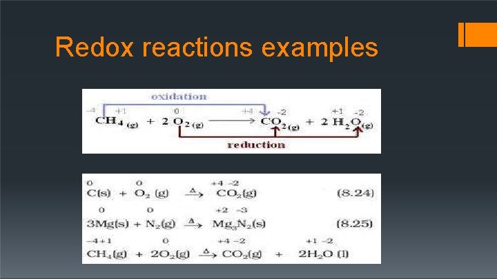 Redox reactions examples 