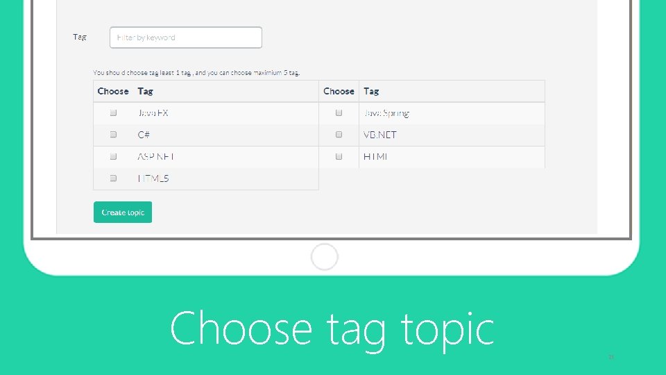 Choose tag topic 21 