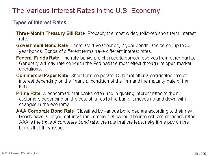 The Various Interest Rates in the U. S. Economy Types of Interest Rates Three-Month